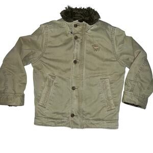 Y2K Abercrombie & Fitch Adirondack faux fur lined Lined canvas coat sz Large tan